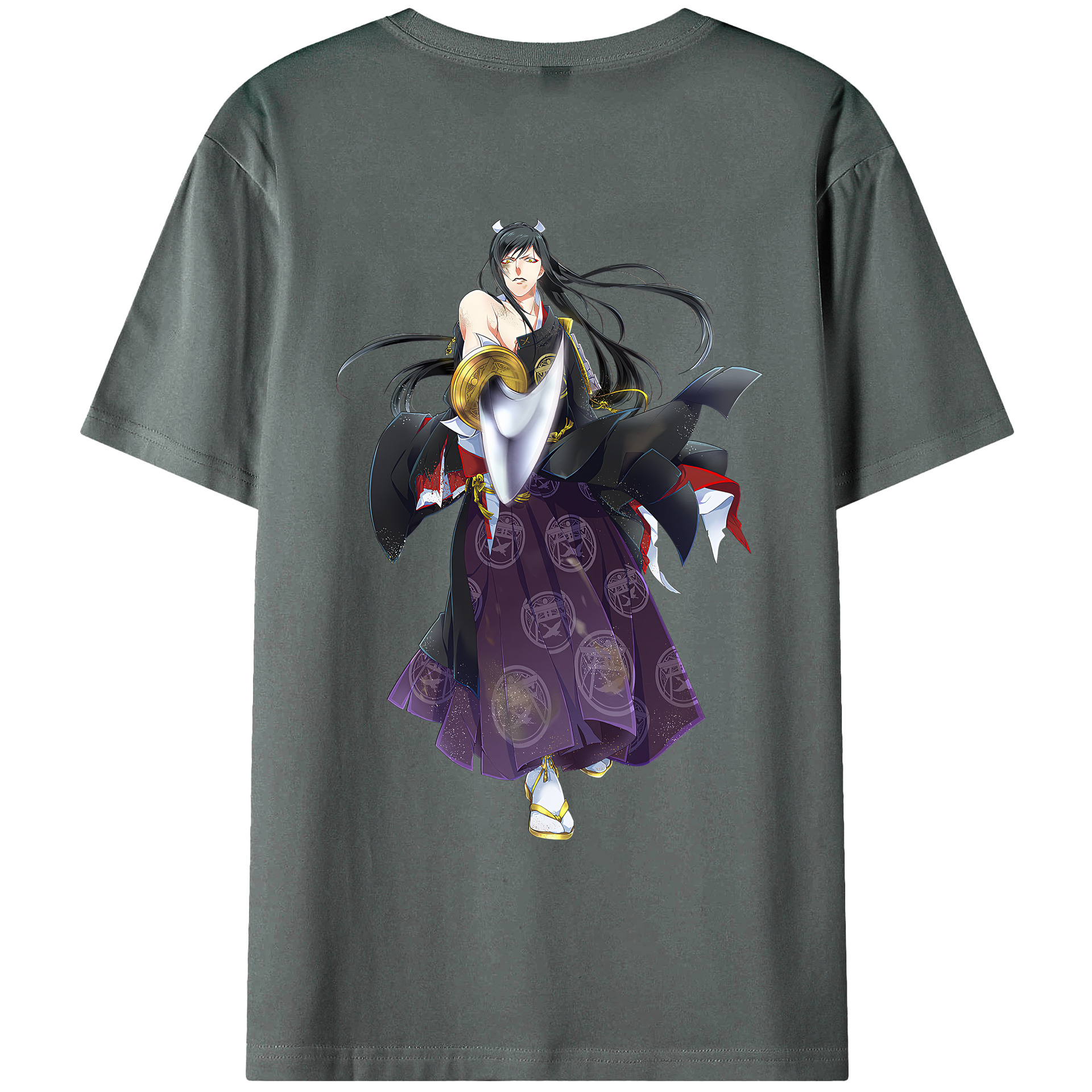 （画像用） 刀剣乱舞 Touken Ranbu 綿100％ メンズ半袖Tシャツ（バックプリント） 通気性